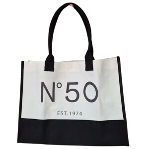 No 50 Black and White Canvas Tote Bag